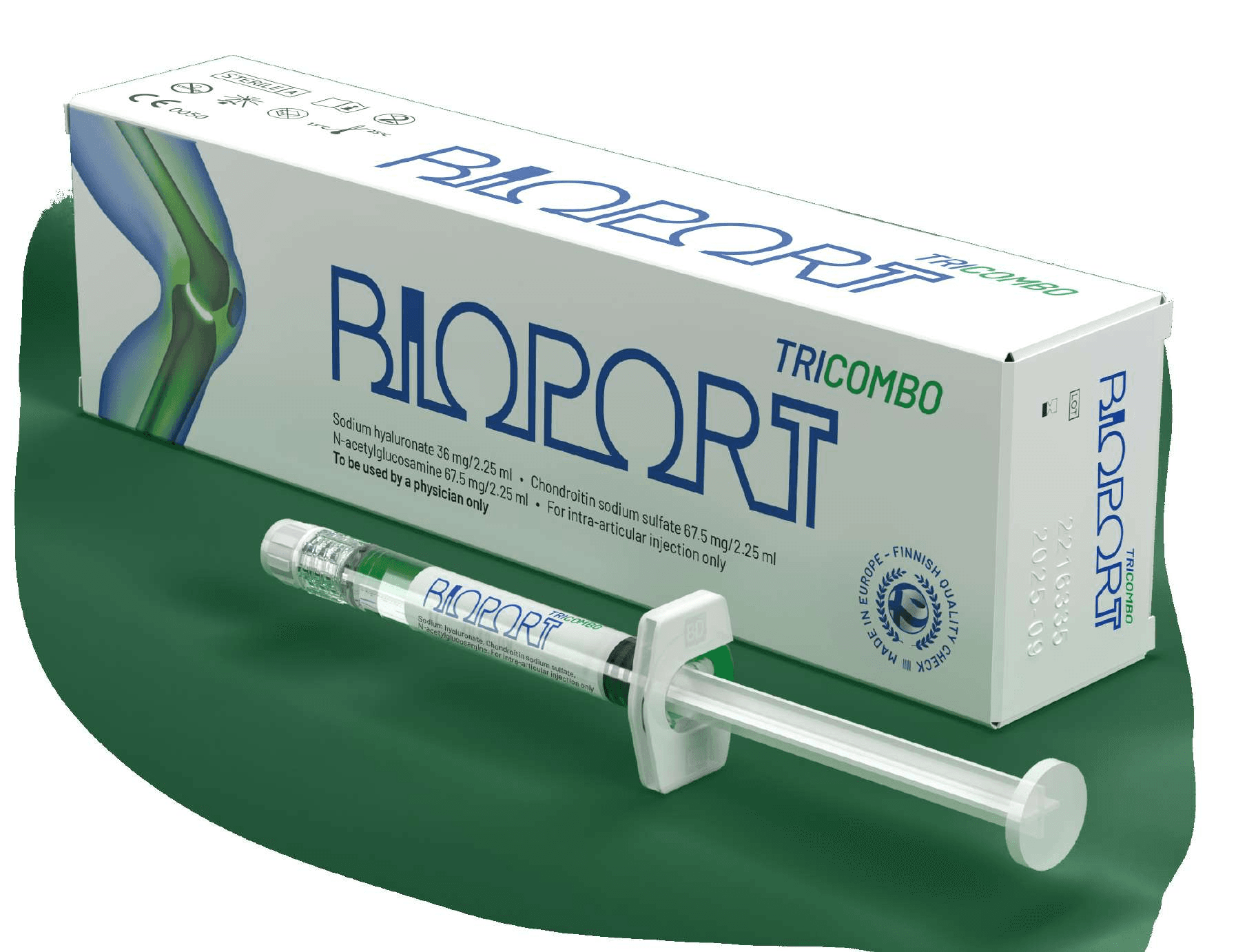 Bioport TriCombo syringe and packaging