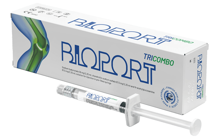 Bioport TriCombo packaging and pre-filled syringe